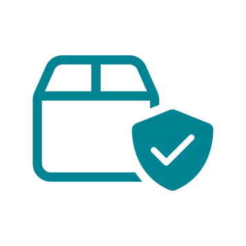 green package icon with a shield containing a tick
