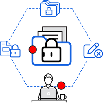 Folder, padlock, document icons