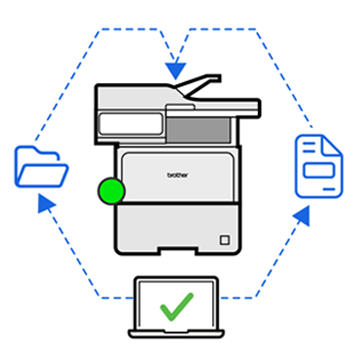 Printer, folder, document, laptop icon